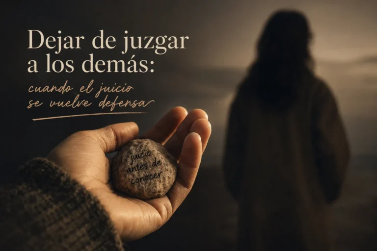 dejar de juzgar a los demás simbolizado por una piedra en la mano antes de lanzarla
