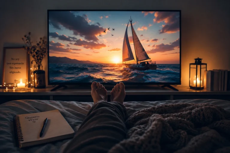 persona acostada viendo una escena de barco en el mar como símbolo de dejar de vivir en pausa